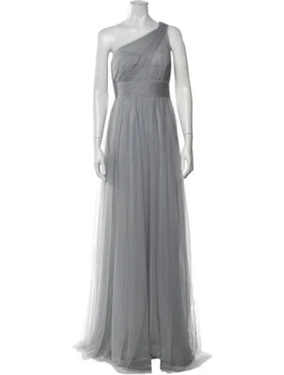 Pre-owned Wtoo By Watters One-shoulder Long Dress In Grey
