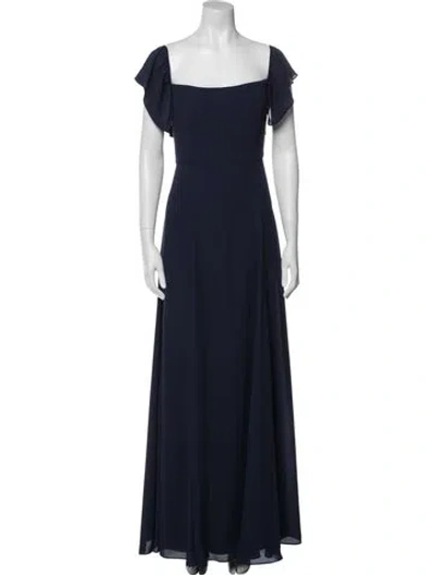 Pre-owned Wtoo By Watters Square Neckline Long Dress In Blue