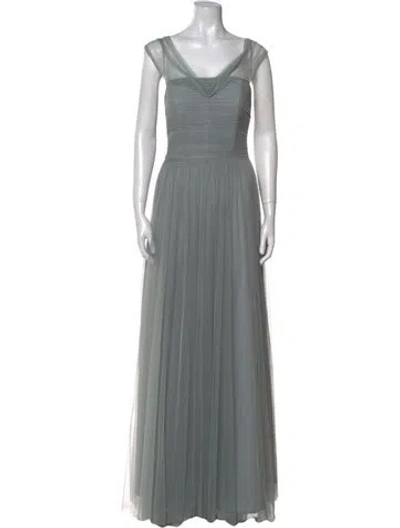 Pre-owned Wtoo By Watters Square Neckline Long Dress In Gray