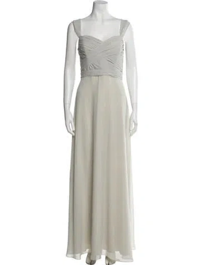Pre-owned Wtoo By Watters Square Neckline Long Dress In Gray