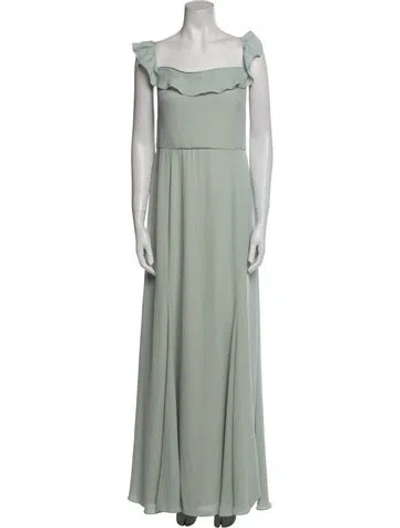 Pre-owned Wtoo By Watters Square Neckline Long Dress In Green