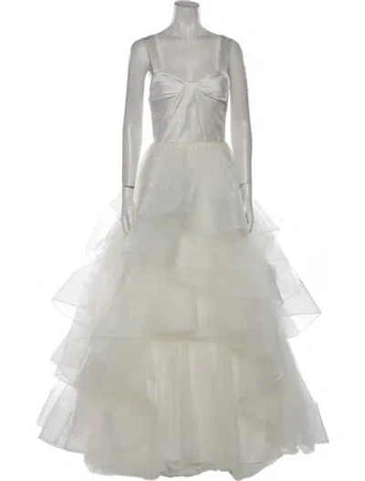 Pre-owned Wtoo By Watters Square Neckline Long Dress In Neutral