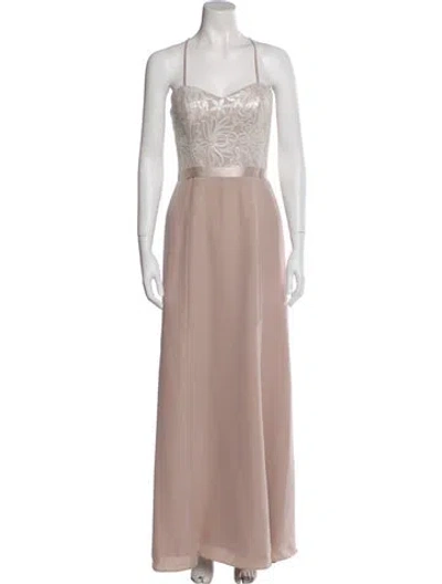 Pre-owned Wtoo By Watters Square Neckline Long Dress In Neutral