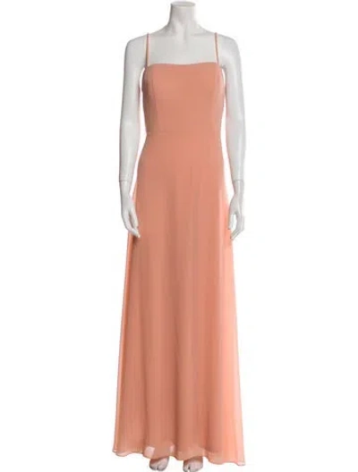 Pre-owned Wtoo By Watters Square Neckline Long Dress In Pink