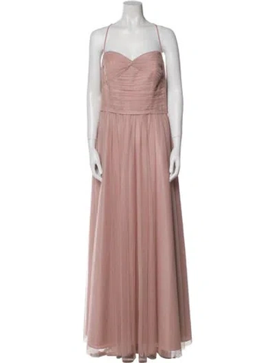 Pre-owned Wtoo By Watters Square Neckline Long Dress In Pink
