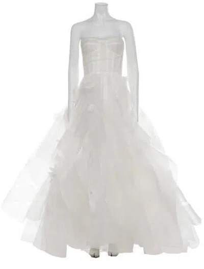 Pre-owned Wtoo By Watters Strapless Long Dress In Gray