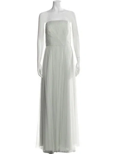 Pre-owned Wtoo By Watters Strapless Long Dress In Green