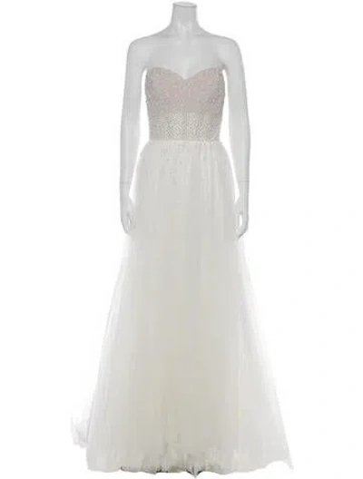 Pre-owned Wtoo By Watters Strapless Long Dress In Neutral