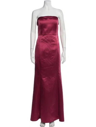 Pre-owned Wtoo By Watters Strapless Long Dress In Red