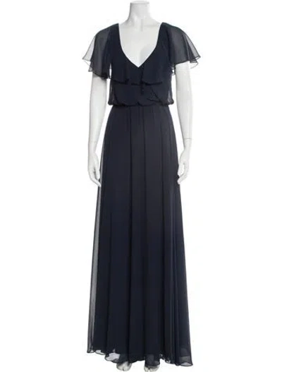 Pre-owned Wtoo By Watters V-neck Long Dress In Blue