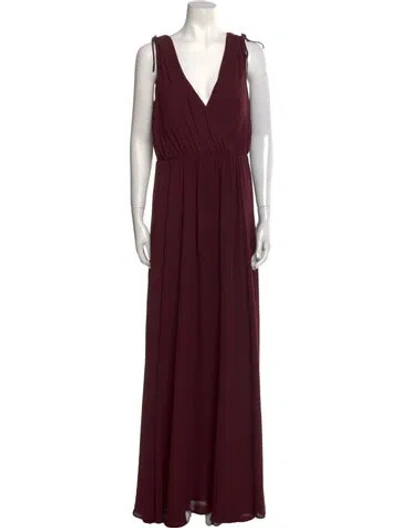 Pre-owned Wtoo By Watters V-neck Long Dress In Burgundy