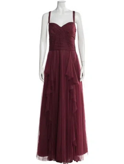 Pre-owned Wtoo By Watters V-neck Long Dress In Burgundy