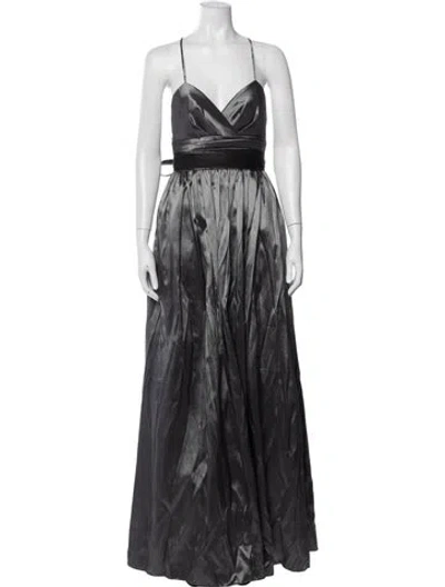 Pre-owned Wtoo By Watters V-neck Long Dress In Gray