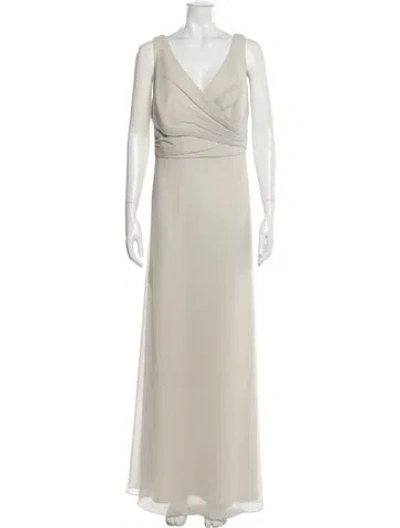 Pre-owned Wtoo By Watters V-neck Long Dress In Neutral