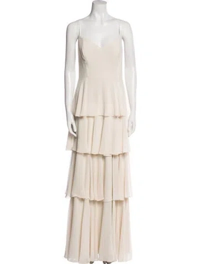 Pre-owned Wtoo By Watters V-neck Long Dress In Neutral