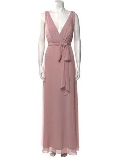 Pre-owned Wtoo By Watters V-neck Long Dress In Pink