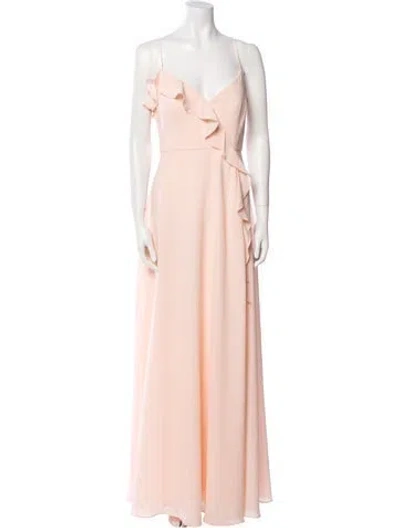 Pre-owned Wtoo By Watters V-neck Long Dress In Pink