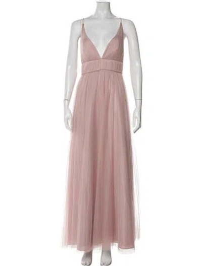 Pre-owned Wtoo By Watters V-neck Long Dress In Pink