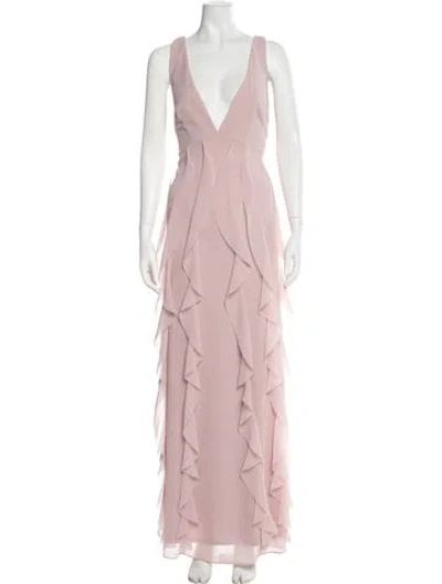 Pre-owned Wtoo By Watters V-neck Long Dress In Pink
