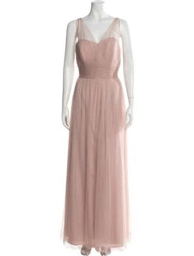 Pre-owned Wtoo By Watters V-neck Long Dress In Pink