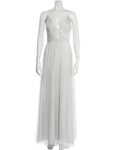 Pre-owned Wtoo By Watters V-neck Long Dress W/ Tags In Grey