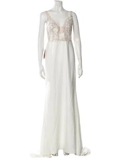 Pre-owned Wtoo By Watters V-neck Long Dress W/ Tags In Neutral
