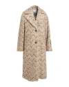 Wu'side Woman Coat Cream Size M/l Wool, Polyester, Acrylic In Multi