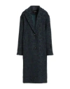 Wu'side Woman Coat Deep Teal Size M/l Acrylic, Polyester, Wool In Black