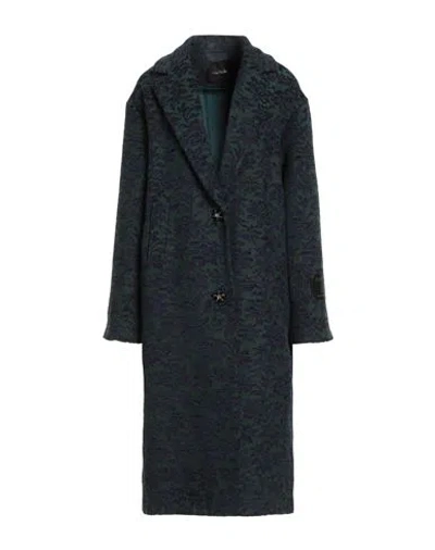 Wu'side Woman Coat Deep Teal Size M/l Acrylic, Polyester, Wool In Black