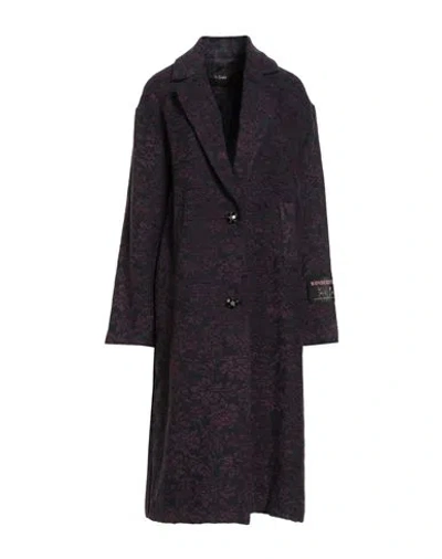 Wu'side Woman Coat Navy Size M/l Acrylic, Polyester, Wool In Purple