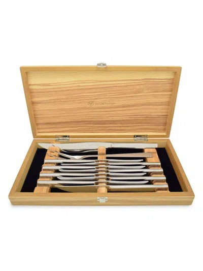 Wusthof 10-piece Mignon Steak Knife Set In Olivewood Box In Gray