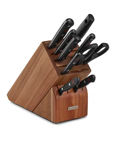 Wusthof 10-piece Knife Block Set With 15-slot Acacia Wood Block In Black