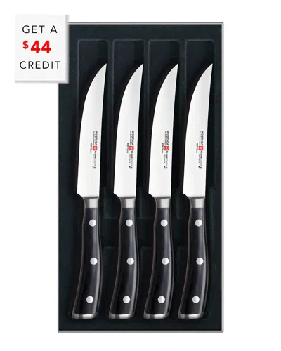 Wusthof 4pc Classic Ikon Steak Knife Set With $44 Credit In Black