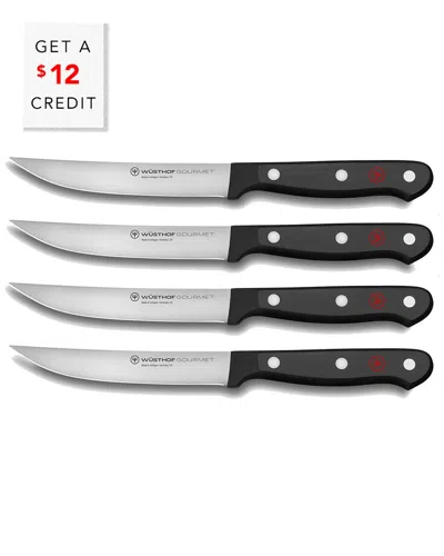Wusthof 4pc Gourmet Steak Knife Set With $12 Credit In Black