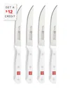 Wusthof 4pc Gourmet White Steak Knife Set With $12 Credit In White