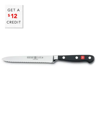 Wusthof 5in Classic Serrated Utility Knife With $12 Credit In Black