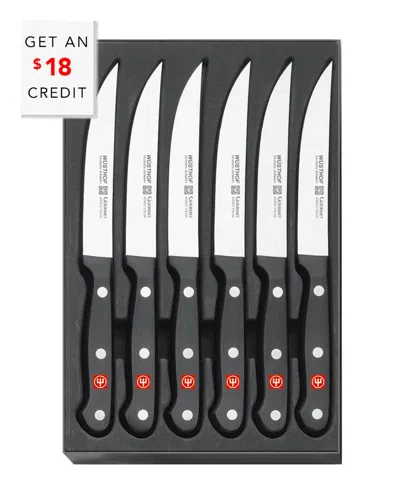Wusthof 6pc Gourmet Steak Knife Set With $18 Credit In Black
