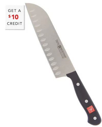 Wusthof 7in Gourmet Hollow Edge Santoku Knife With $10 Credit In Black