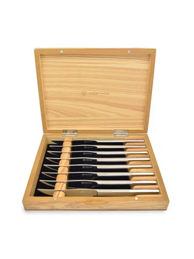 Wusthof 8-piece Stainless Steak Knife Set In Olivewood Box In Gray