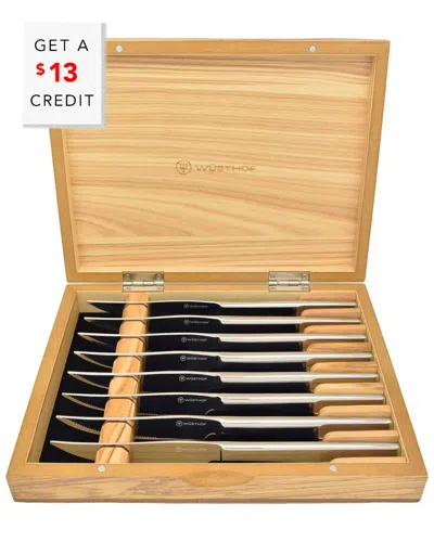 Wusthof 8pc Stainless Steak Knife Set In Box With $13 Credit