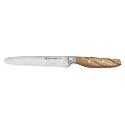 Wusthof Amici 5" Serrated Utility Knife In Brown