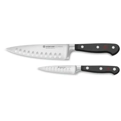 Wusthof Classic 2-piece Hollow-edge Chef's Set In Black