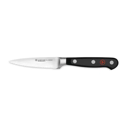 Wusthof Classic 3 1/2 Inch Scalloped Serrated Paring Knife In Black