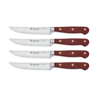 Wusthof Classic 4 Piece Steak Knife Set, Tasty Sumac In Burgundy