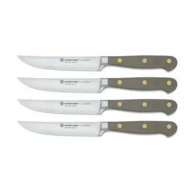 Wusthof Classic 4 Piece Steak Knife Set, Velvet Oyster In Gray