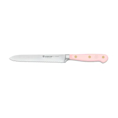 Wusthof Classic 5-inch Serrated Utility Knife, Pink Sea Salt