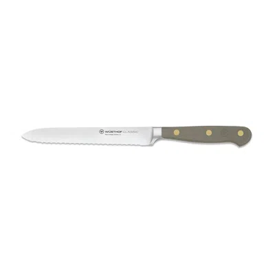 Wusthof Classic 5-inch Serrated Utility Knife, Velvet Oyster In Green