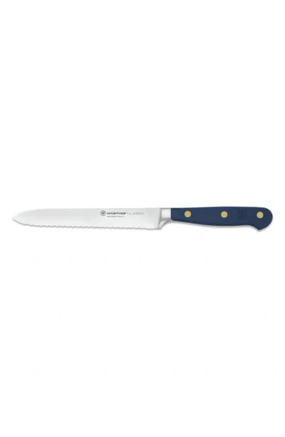 Wusthof Wüsthof Classic 5-inch Serrated Utility Knife In Blue