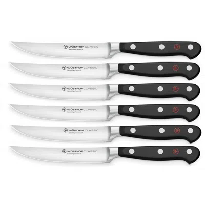 Wusthof Classic 6 Piece Steak Knife Set In Black