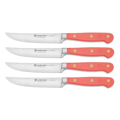 Wusthof Classic Color 4 Piece Steak Knife Set In Coral Peach